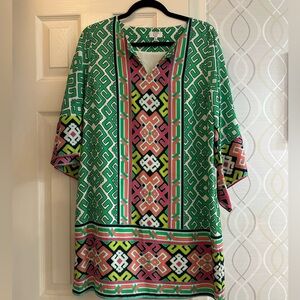 Crown & Ivy Vibrant Green and Pink Dress